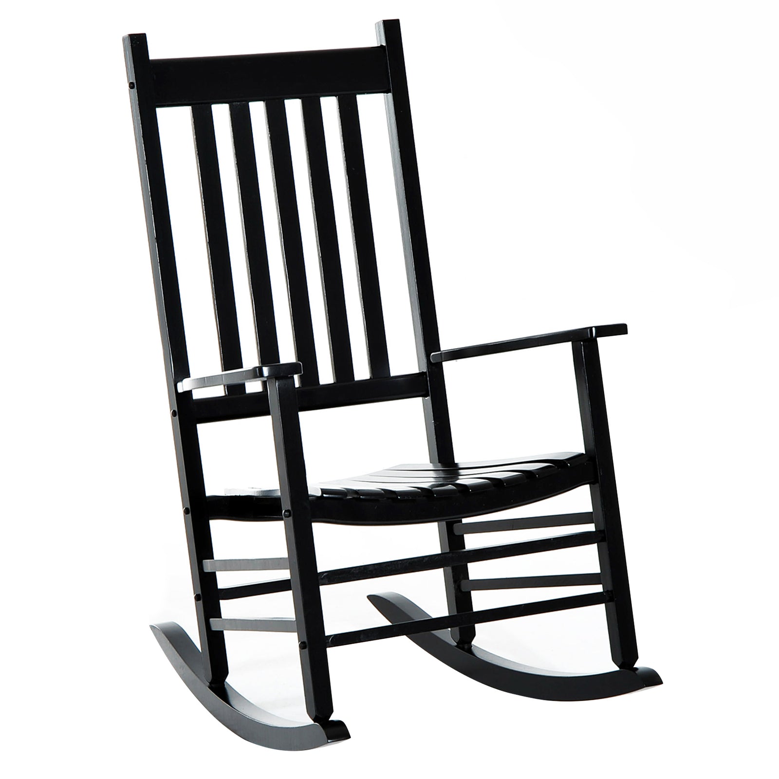 Porch Rocking Chair Wooden Rocker | Black