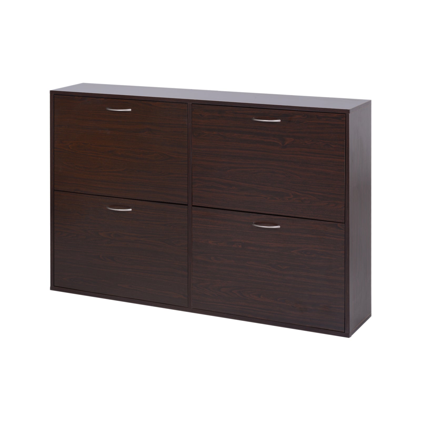 Wooden Shoes Cabinet Multi Flip Down Shelf Drawer Organizer | One Size | Brown