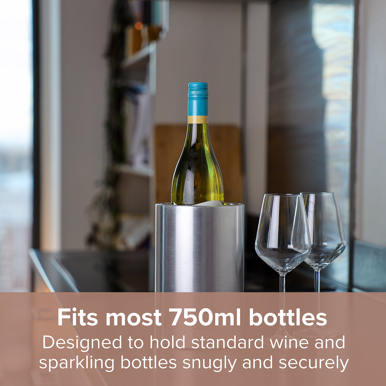Wine Bottle Cooler – Reusable Ice-free Drink Chiller With Freezer Bullet – Keeps Wine, Prosecco & Champagne Cold For Hours – Fits Most 750ml Bottles | Rose Gold