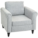 Vintage Armchair Fabric Accent Chair With Wood Legs | One Size | Charcoal Gray