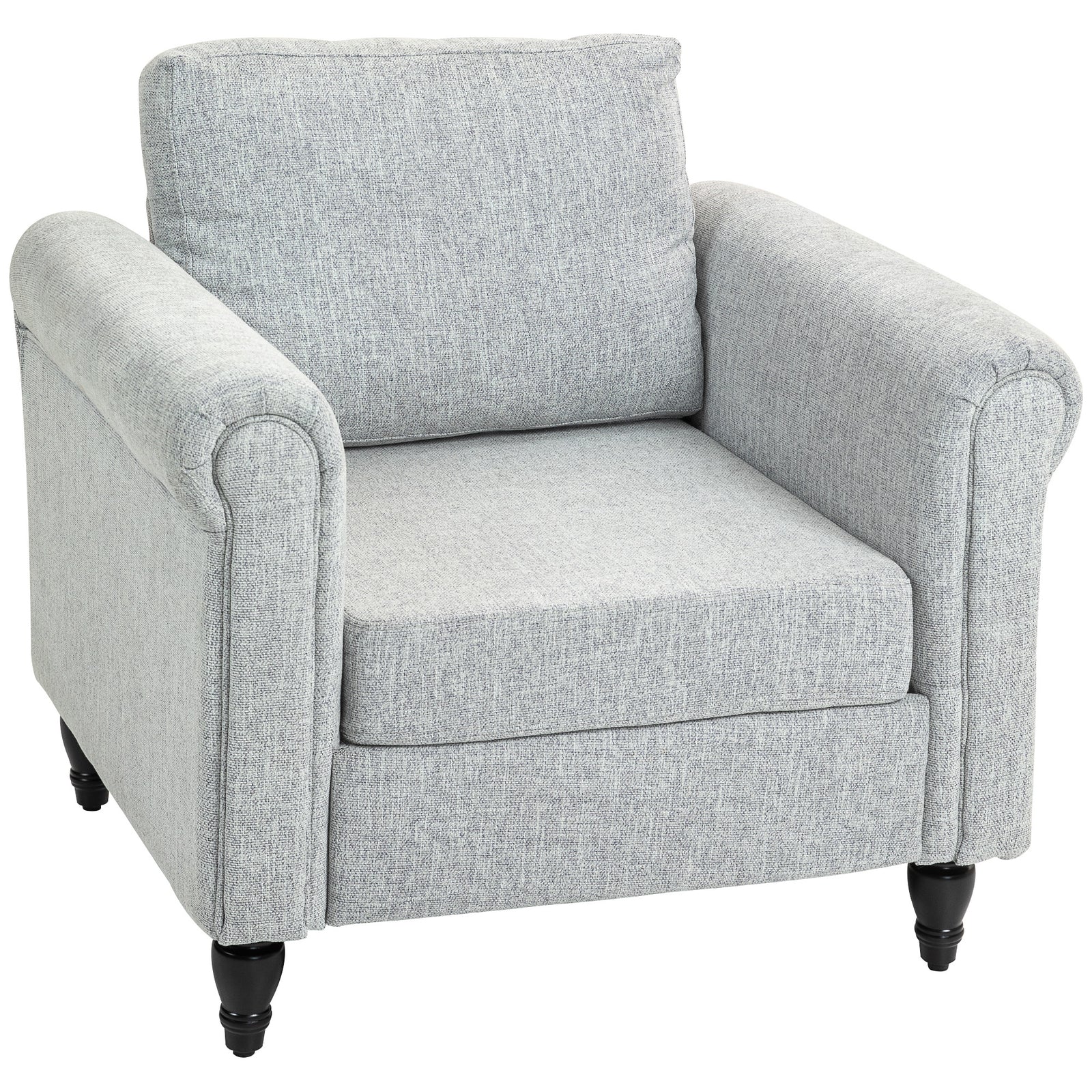 Vintage Armchair Fabric Accent Chair With Wood Legs | One Size | Charcoal Gray