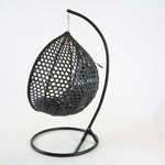 Luxurious Onyx Black Hanging Swing Pod Egg Chair With Deep Grey Cushions | 56 - 121cm | Charcoal Gray