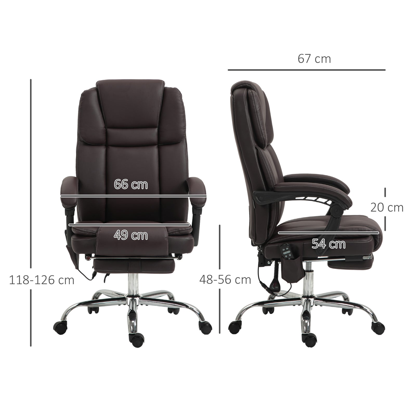 Massage Office Chair, Pu Leather | Dark Brown