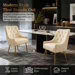 Dining Chairs Upholstered Tufted Velvet Kitchen Chairs | Set of 2 | Cream