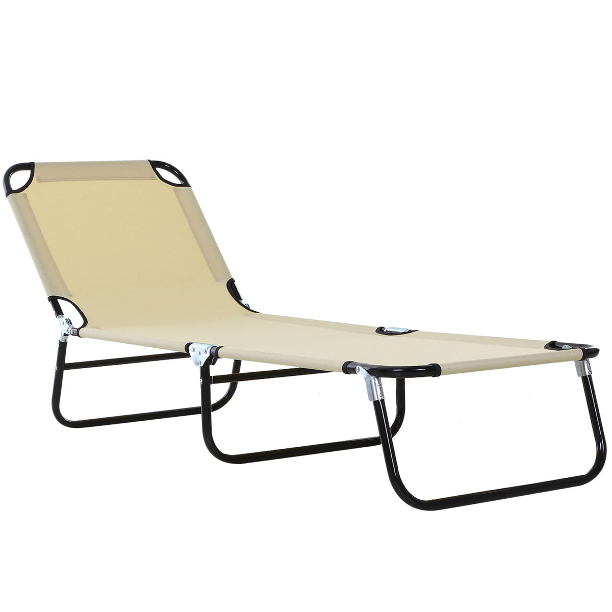 Portable Folding Lounger W/ Adjustable Back | Set of 1 | Beige