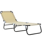 Portable Folding Lounger W/ Adjustable Back | Set-of-1 | Beige