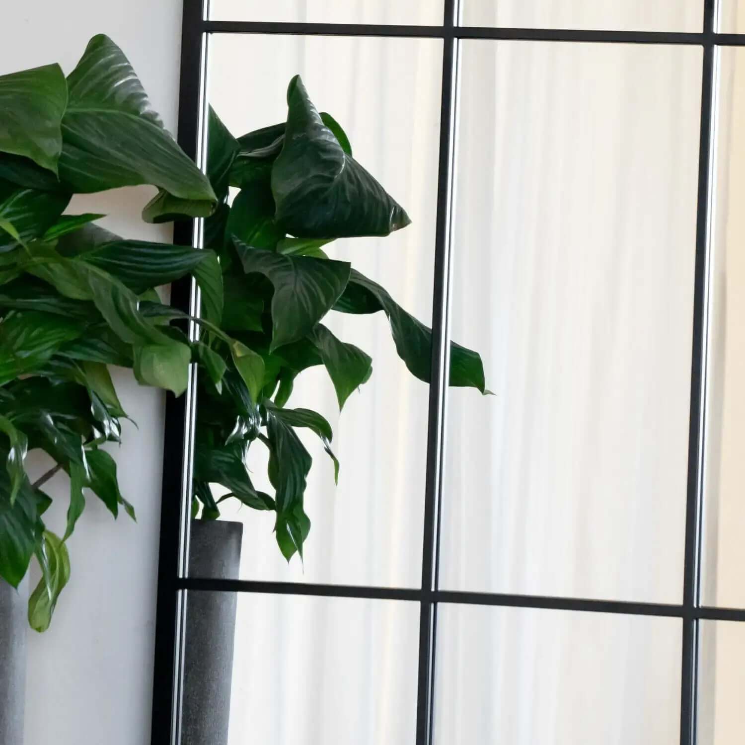 Tomi - Metal Arched Lattice Window Mirror | 180cm x 105cm | Black