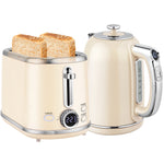 1.7l 3000w Kettle And 2 Slice Toaster With Keep Warm Memory Function | Cream