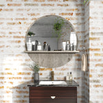 Round Mirror For Wall Makeup Mirror With Shelf | One Size | Gray
