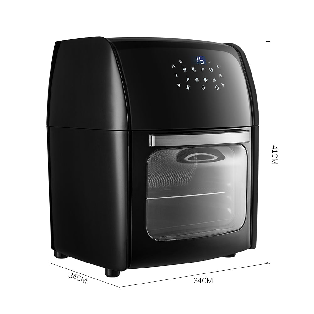 12l Digital Air Fryer Oven With Rotisserie & Skewer Set – 1800w Large Capacity, Touch Panel, 8 Preset Modes, Mesh Tray & Oil Collection Tray
