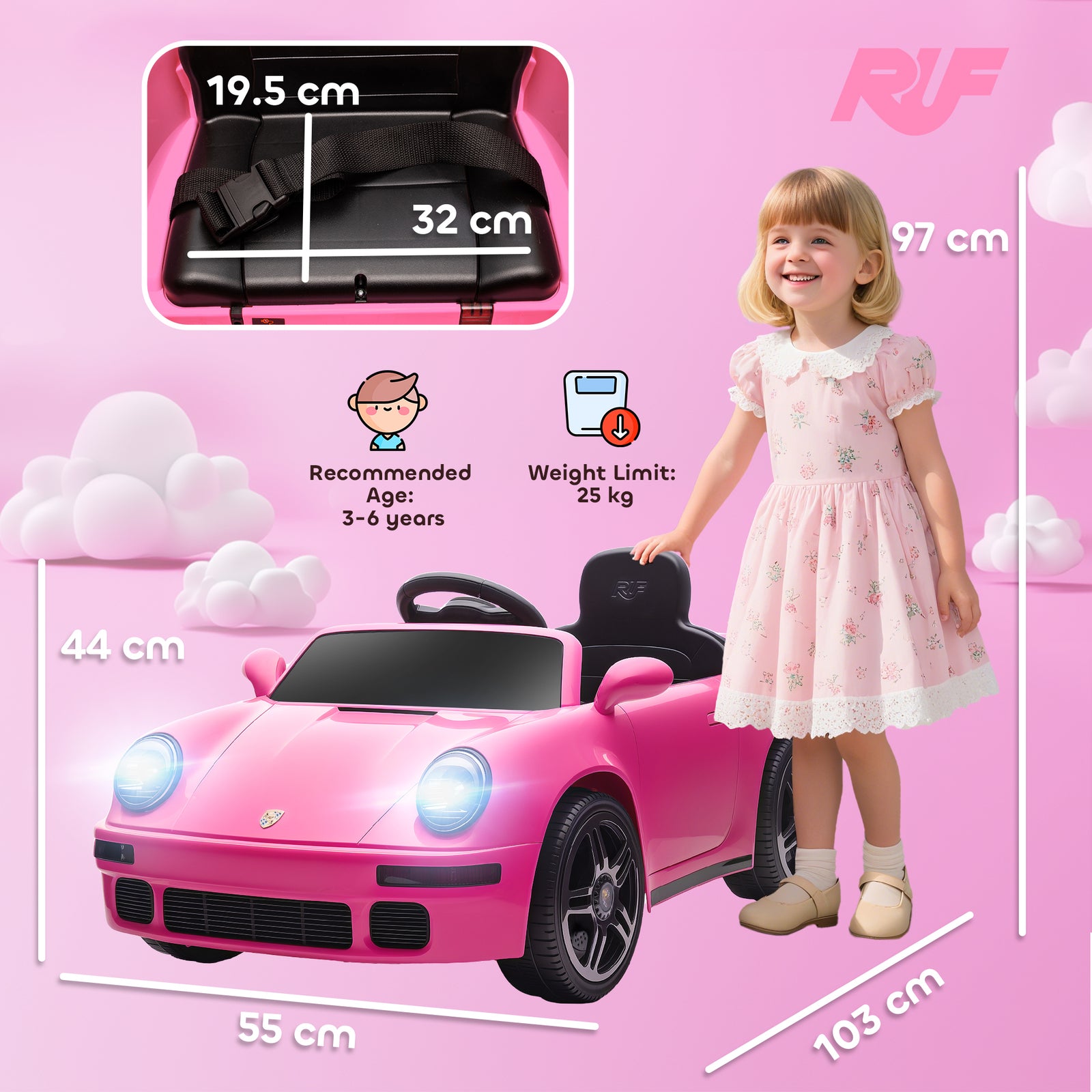 Battery Powered Kids Electric Car With Remote Control | Pink