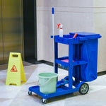 Cleaning Cart On Wheels, Housekeeping Trolley 3 Tier Shelves