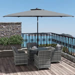6 Pieces Rattan Garden Set W/ Umbrella