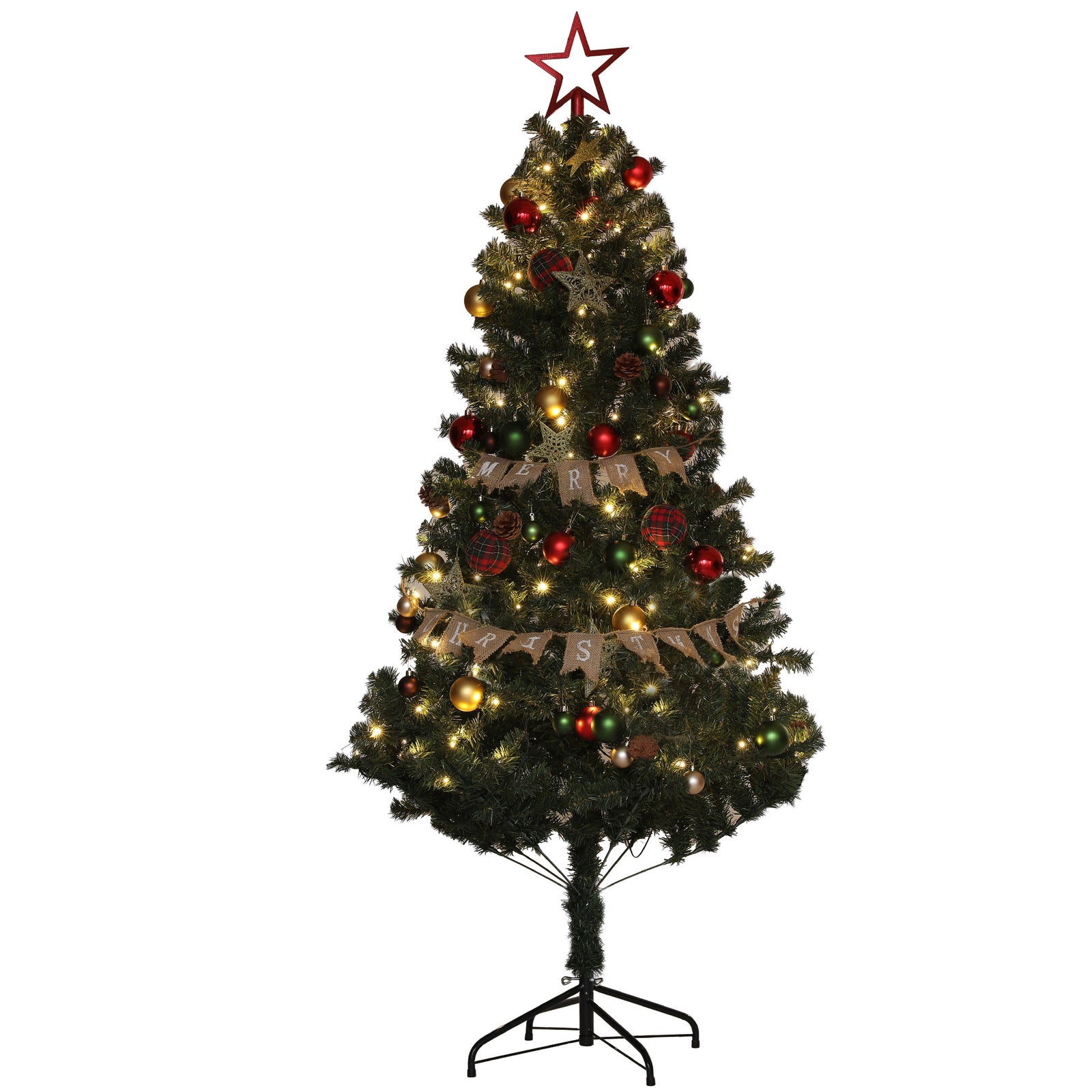 5/6ft Artificial Christmas Tree With Led Blue Red/Blue | 6ft | Red