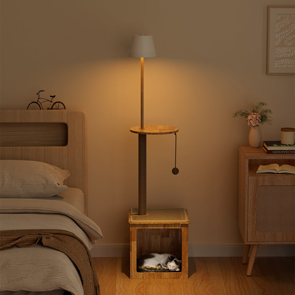 2-in-1 Cat Climbing Frame Floor Lamp