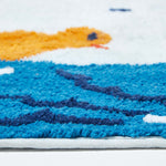 Non Slip 100% Cotton Duck Pond Bath Mat | 50 x 125cm | Blue & White