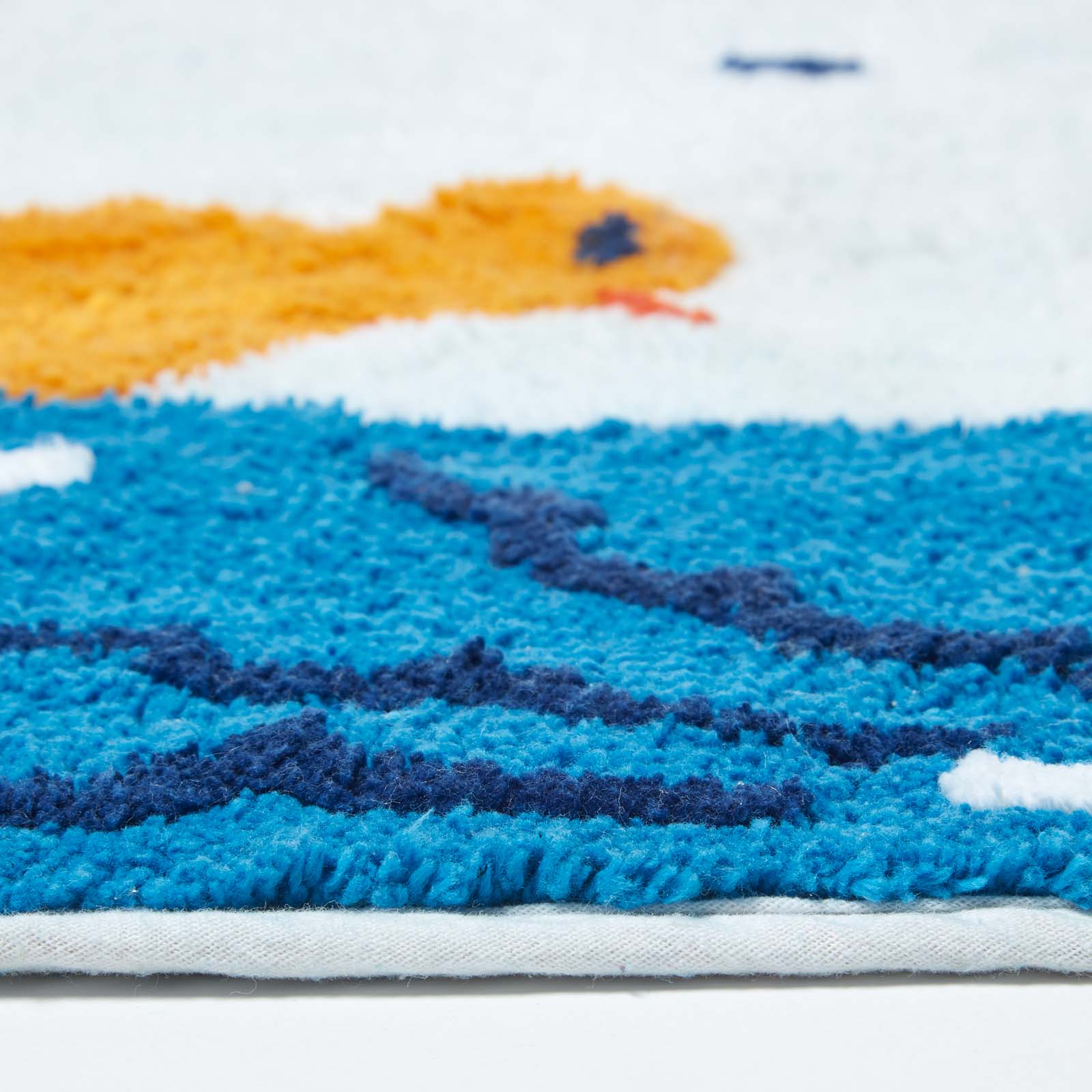 Non Slip 100% Cotton Duck Pond Bath Mat | 50 x 125cm | Blue & White