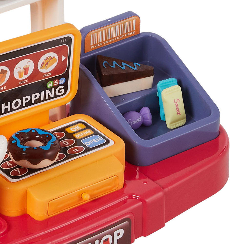 Children Pretend Supermarket Shopping Playset 38pcs Toy Accessory Set | Red