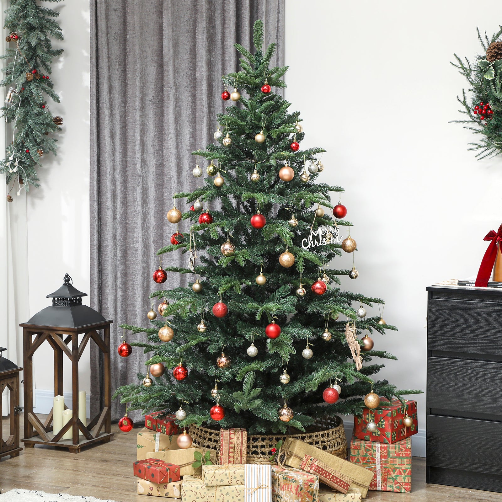 Christmas Tree, Hinged Xmas Tree With Realistic Branches | 5ft | Green