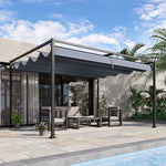 Metal Pergola Gazebo Patio Sun Shelter Retractable Canopy | Large
