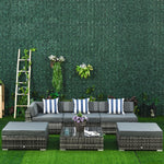 6 Pcs Garden Rattan Sofa Set Sectional Wicker Coffee Table | Gray