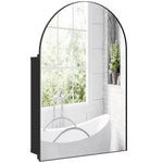 HOMCOM Bathroom Mirror Cabinet With Mirror Arched Wall Cabinet Black