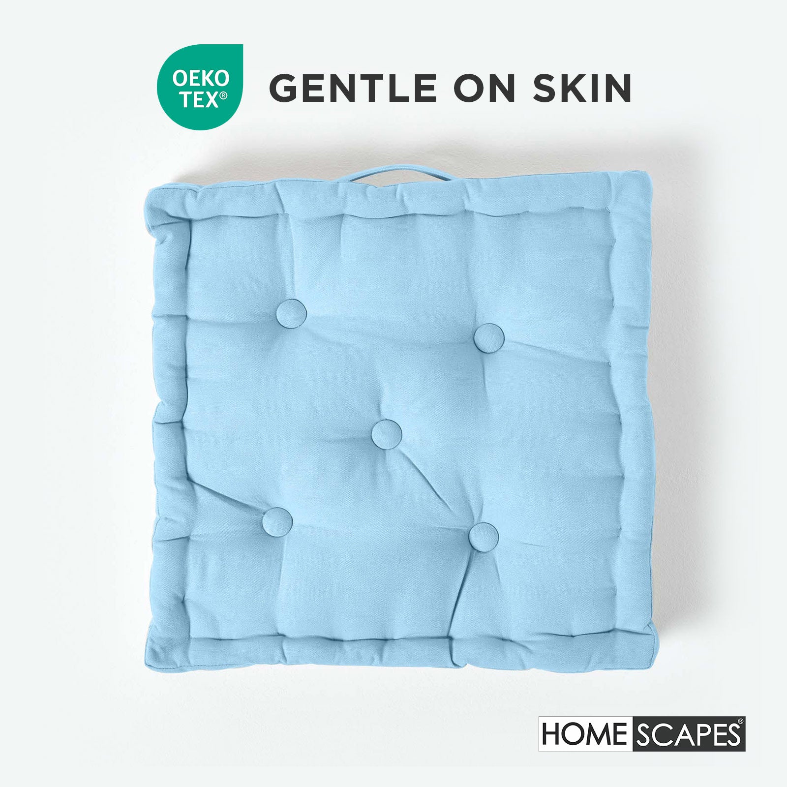 Cotton Plain Floor Cushion | 50cm x 50cm | Blue