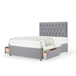 Plush Velvet 2 Drawer Divan Base And Button Headboard | Small Double | Silver