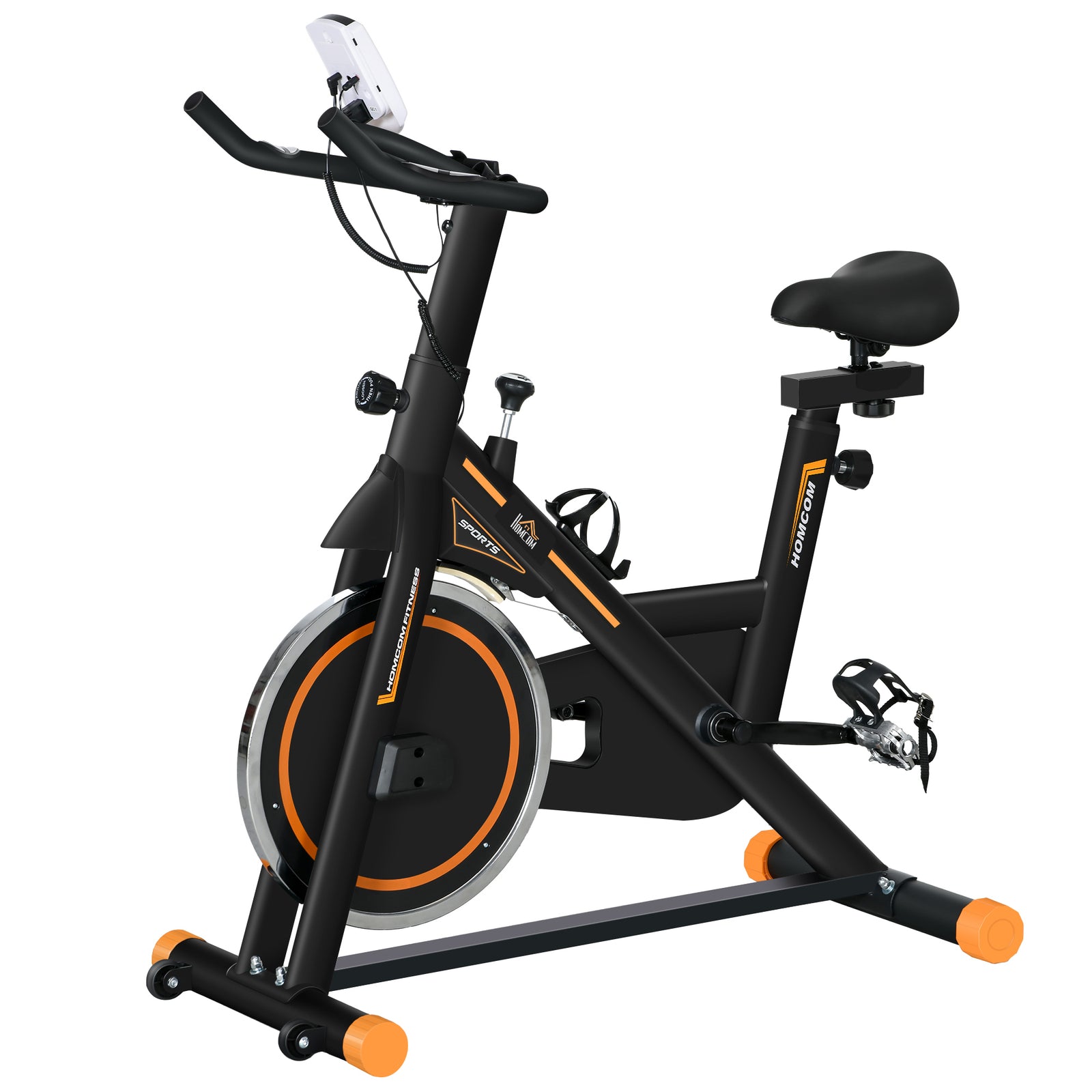 Exercise Bike Indoor Cycling W/ Lcd Display, Heart Sensor | Orange