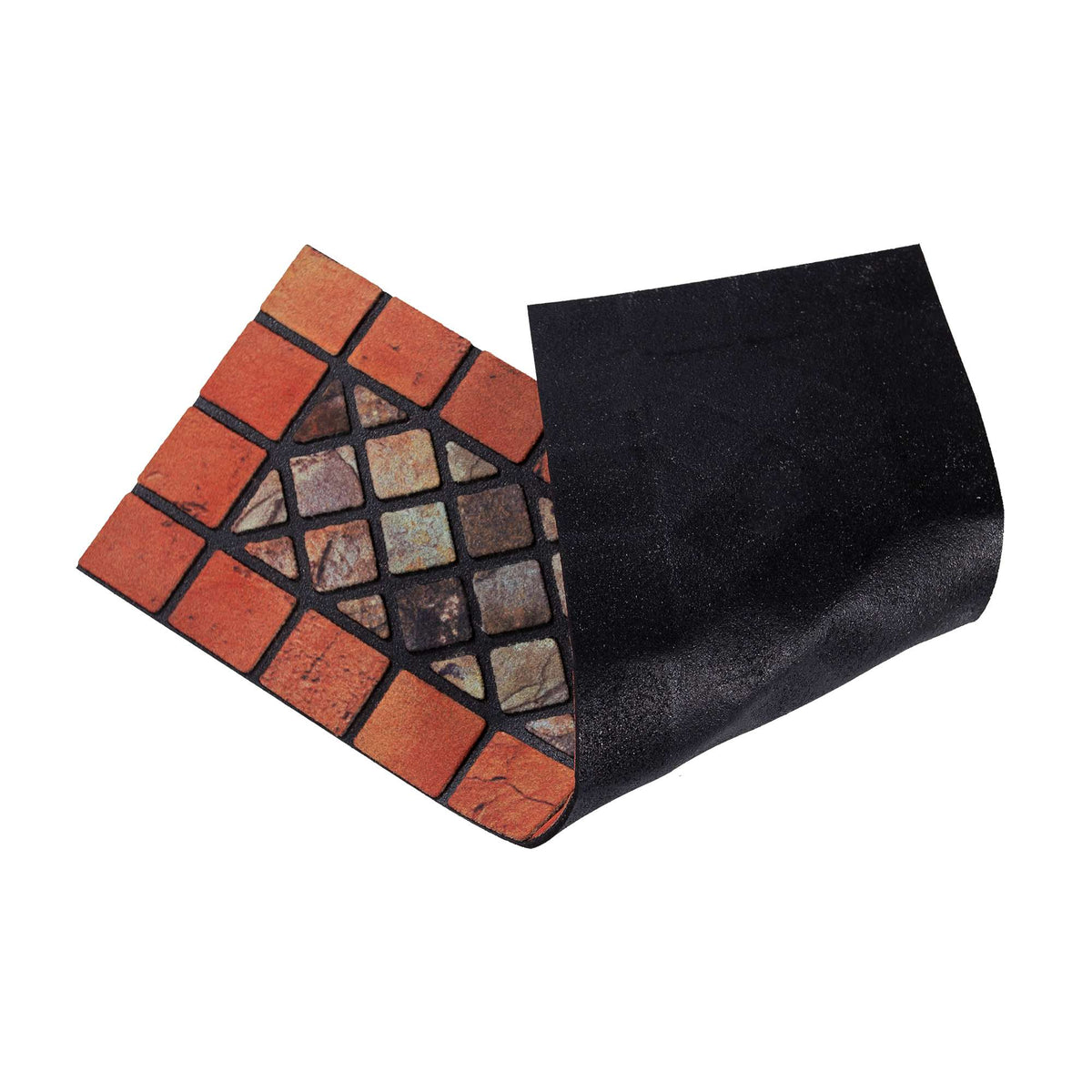 Elegant Tile Effect Narrow Step Doormat - Red Edge | Set of 4 | Red
