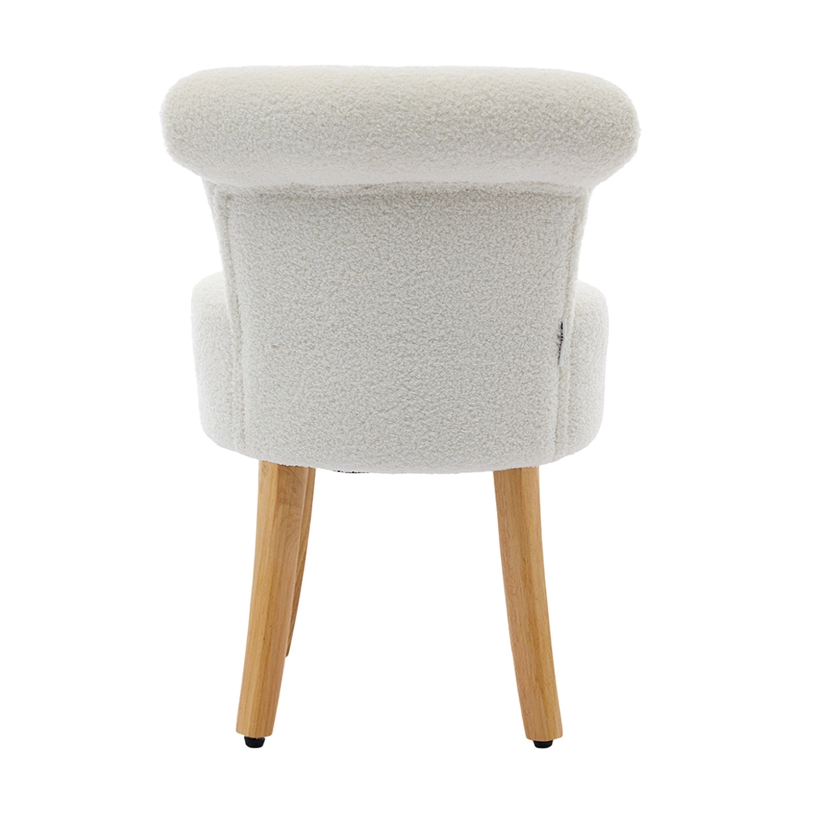 Breeins Modern Teddy Fleece Vanity Stool With Rubberwood Legs