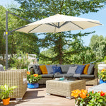 3x3m Cantilever Parasol W/ 360° Crank Handle Tilt | Cream