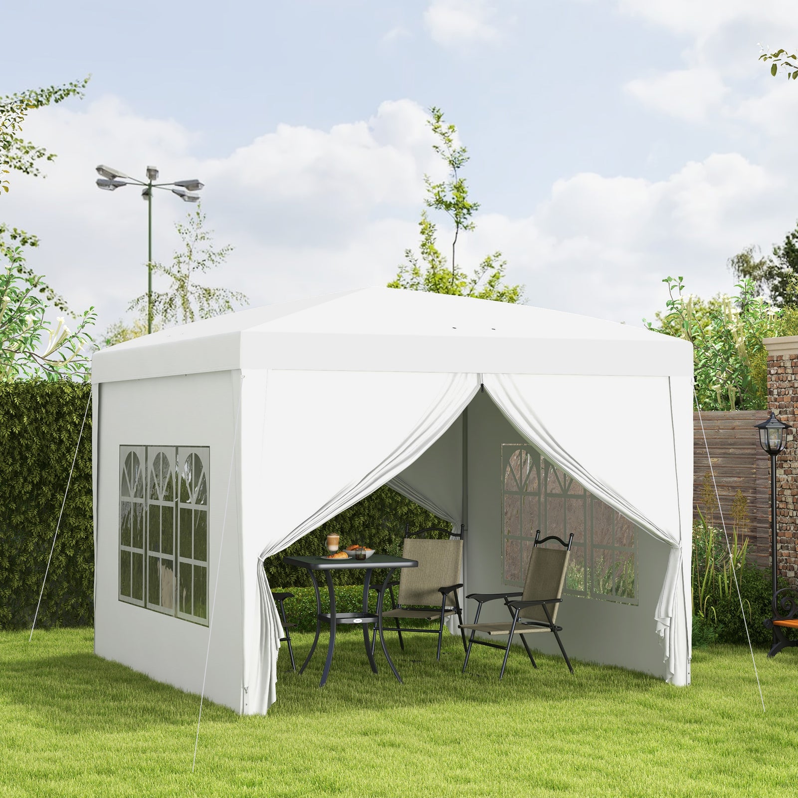 3mx3m Pop Up Gazebo Party Tent Canopy Marquee W/ Storage Bag | White