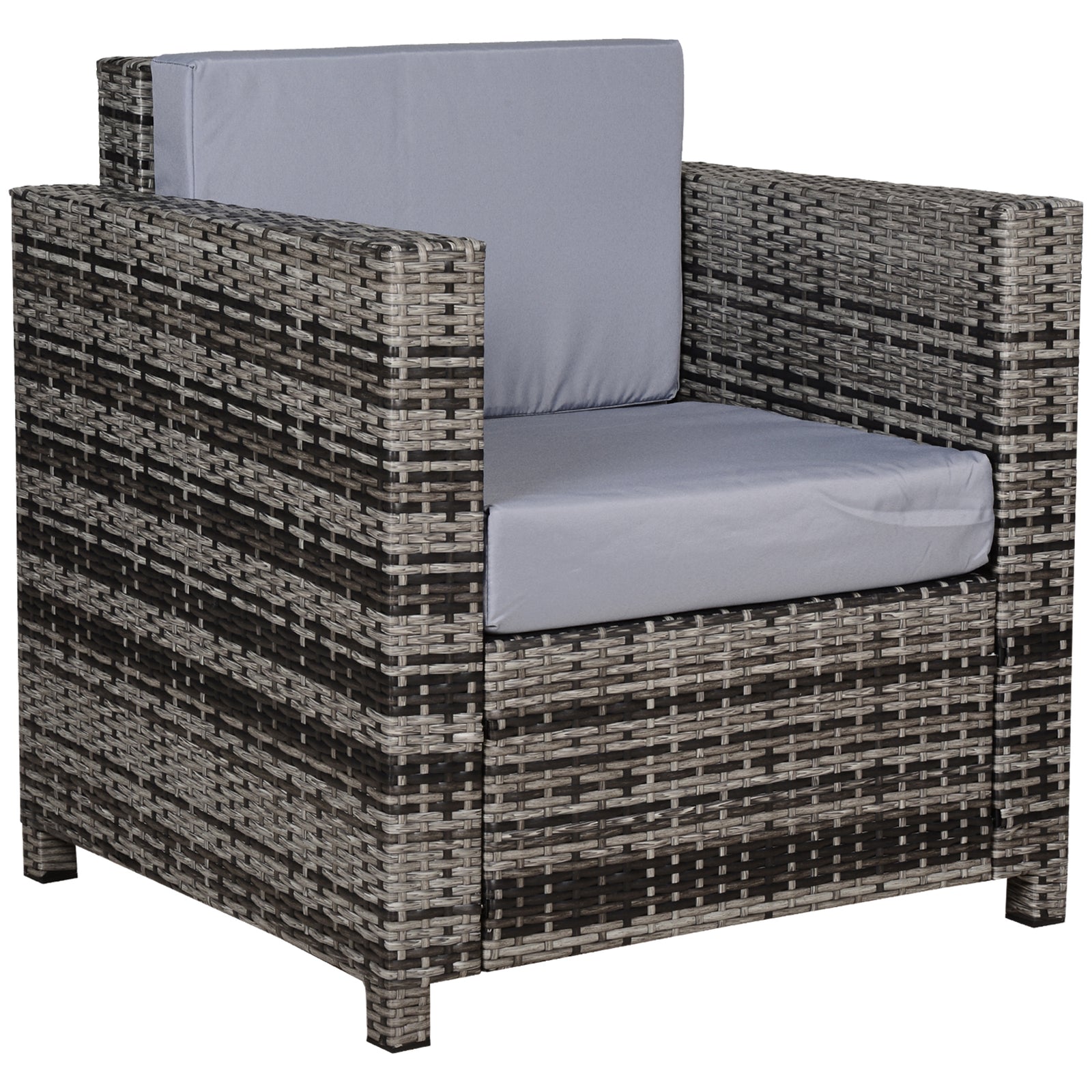 Patio Rattan Wicker Furniture Single Cube Chair Sofa Outdoor | Gray