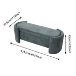 Chenille Upholstered Storage Bench With Arc-shaped Sides, 125cm Wide Ottoman Seat With Hidden Compartment For Living Room Or Bedroom | Bottle Green