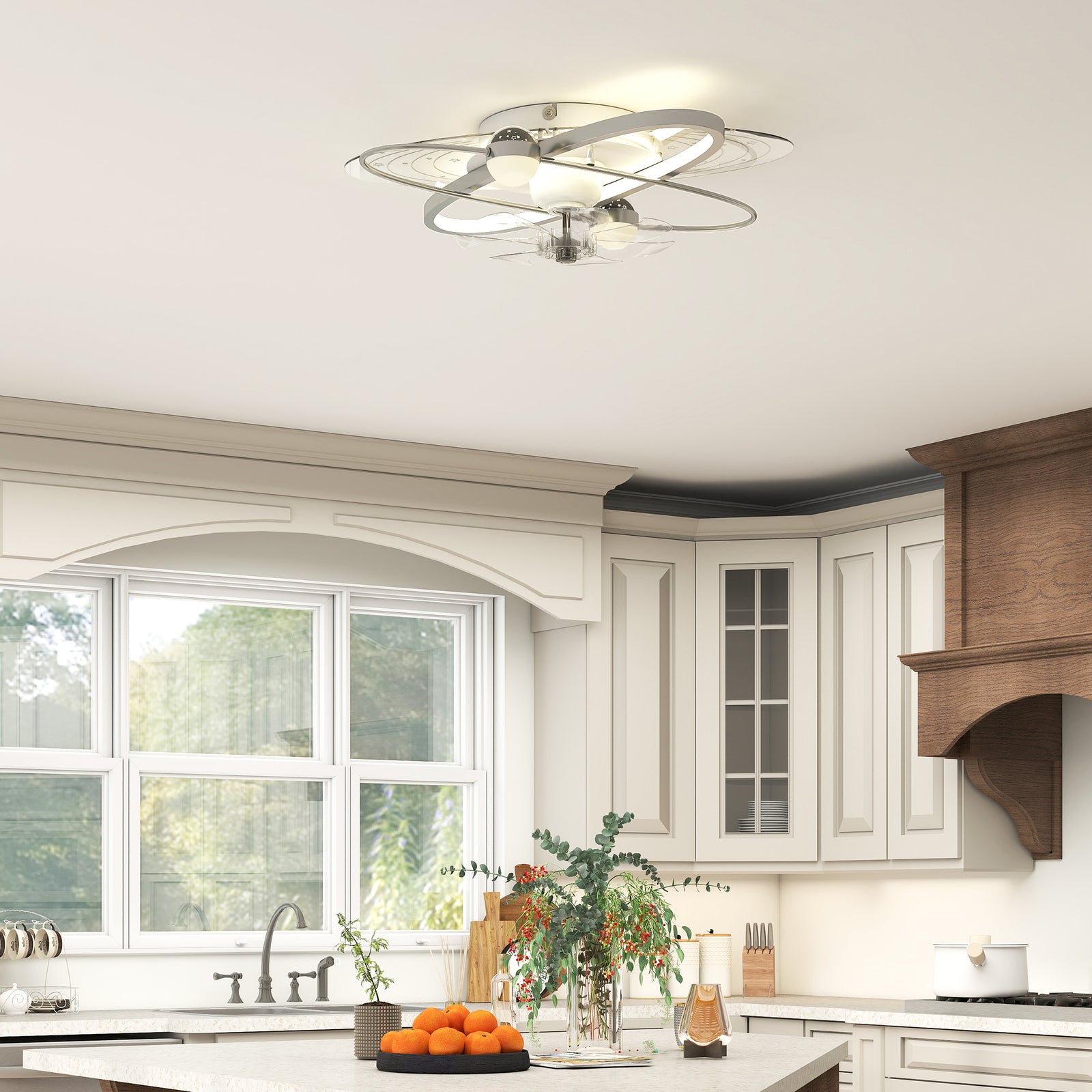 Ceiling Fan With Light And Remote & App Control Led Ceiling Fan Light | Silver