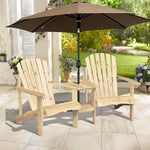 Wooden Double Adirondack Chair W/ Table & Umbrella Hole | Natura