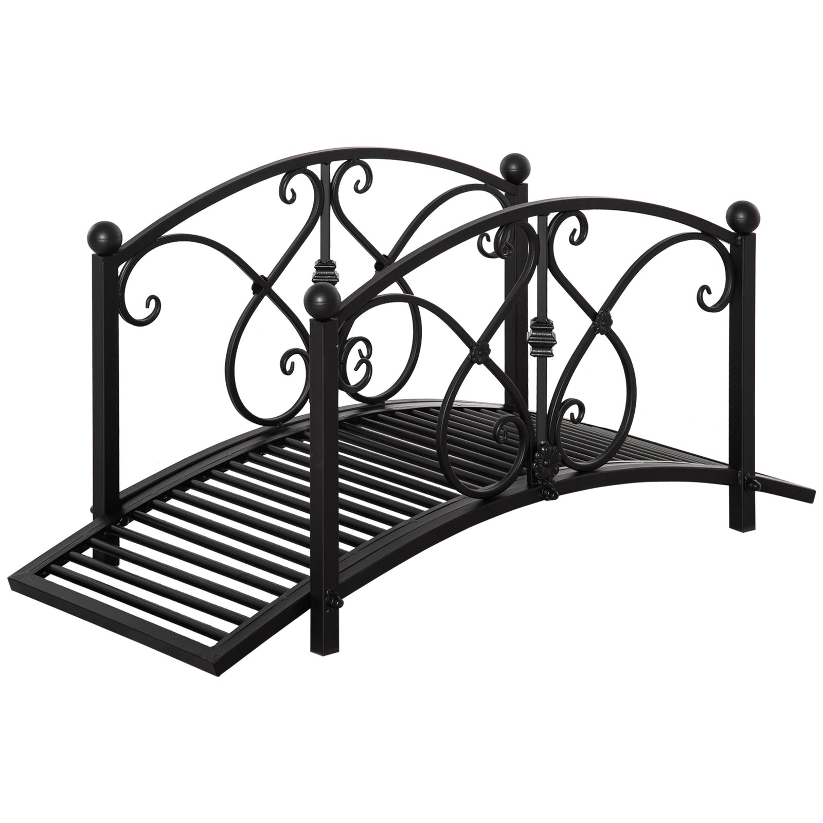 102lx48wx49h Metal Garden Bridge With Railings, Black