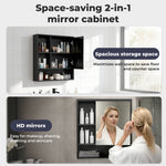 Bathroom Mirror Cabinet Wall Mounted Storage Cupboard Black Open Shelf | Black