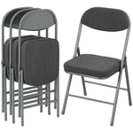 Folding Chairs Set Of 4 With Cushioned Seat, Steel Frame, Dark Grey | Dark Grey