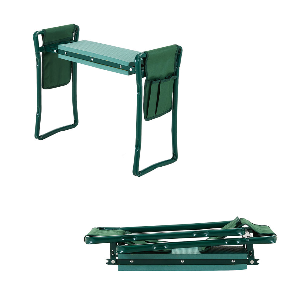 Folding Garden Kneeling Stool With 2 Detachable Tool Bags