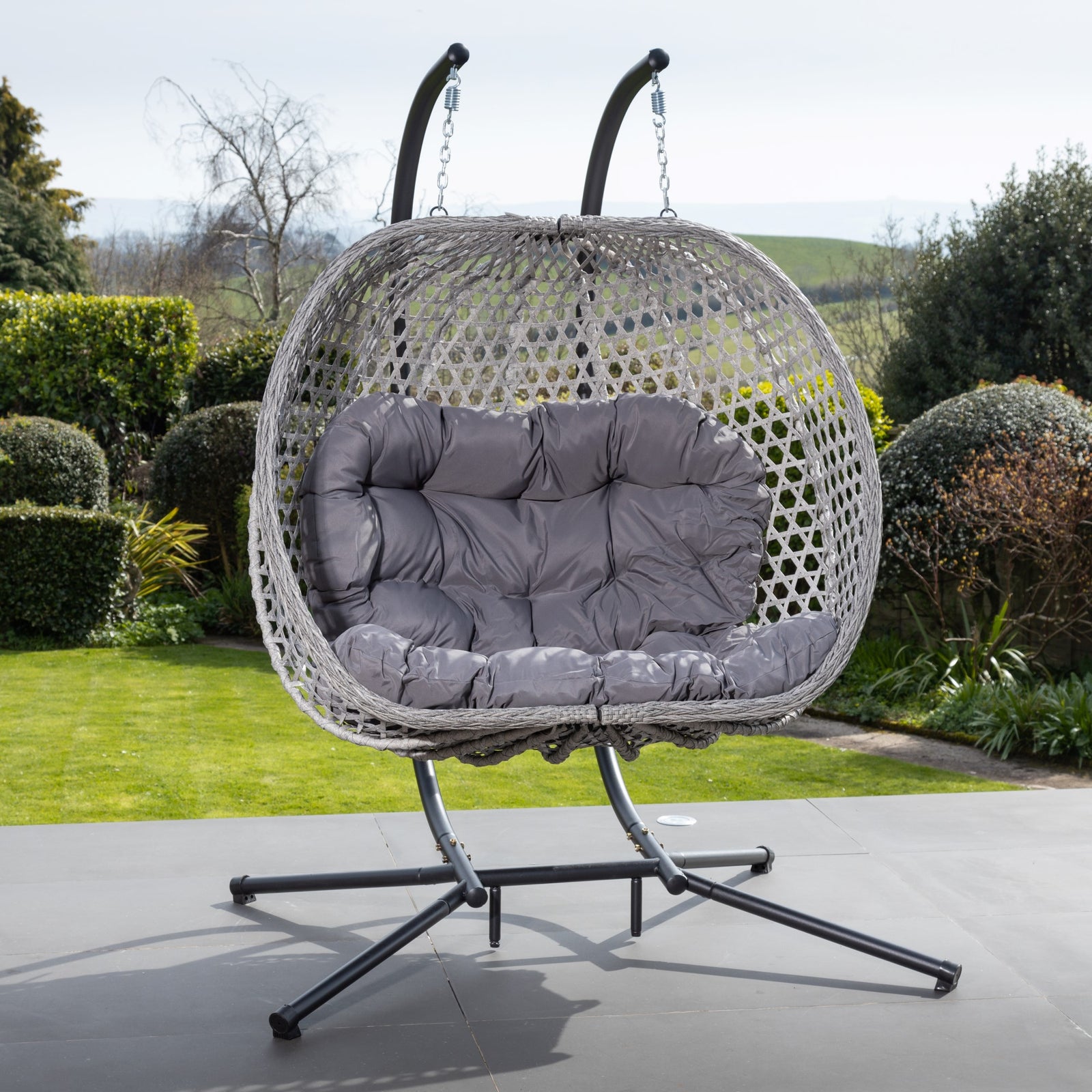 Beauchamp Swinging Double Garden Seat | One Size | Dark Gray