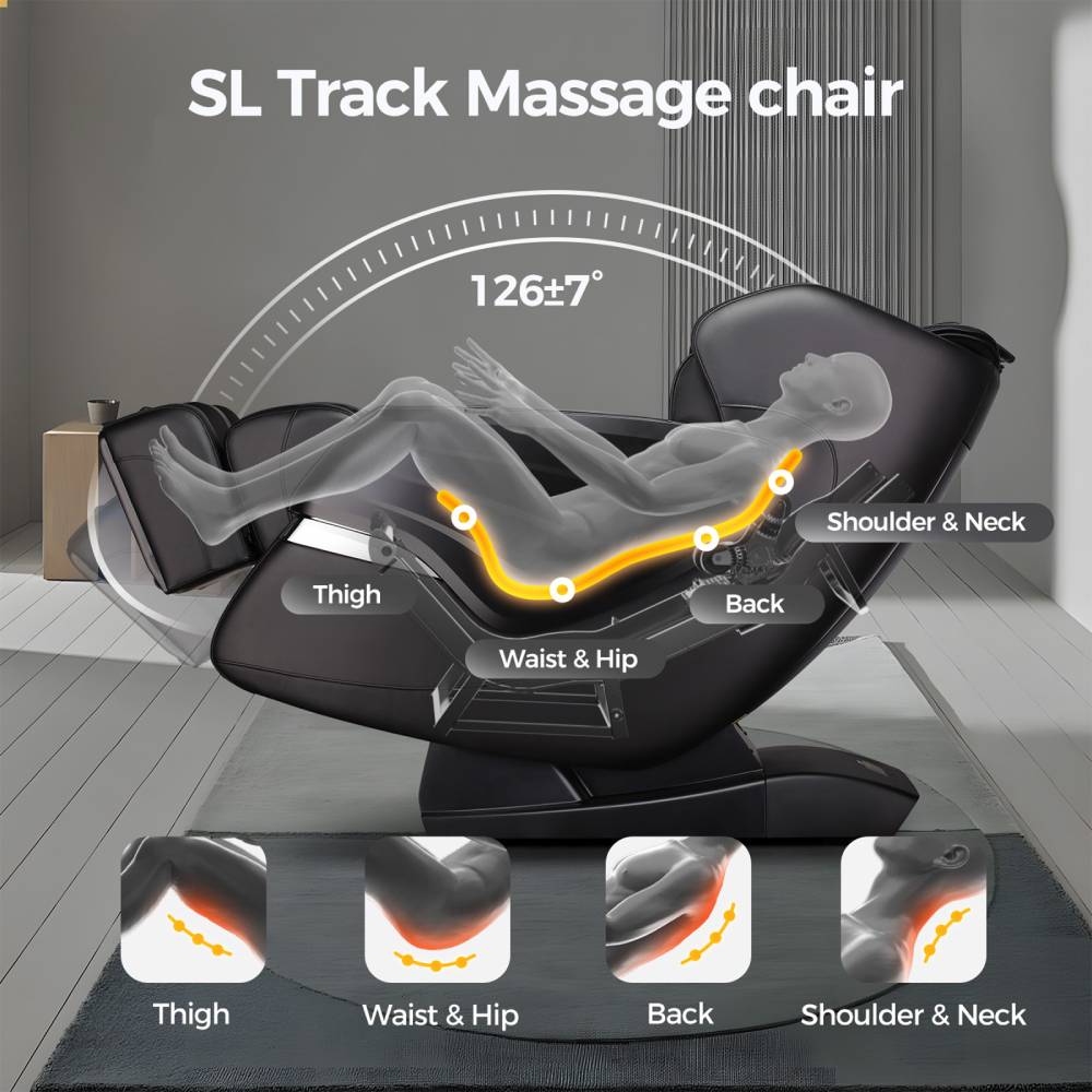 Zero Gravity Back Heated Full Body Massage Chair With Handheld Controller | Black