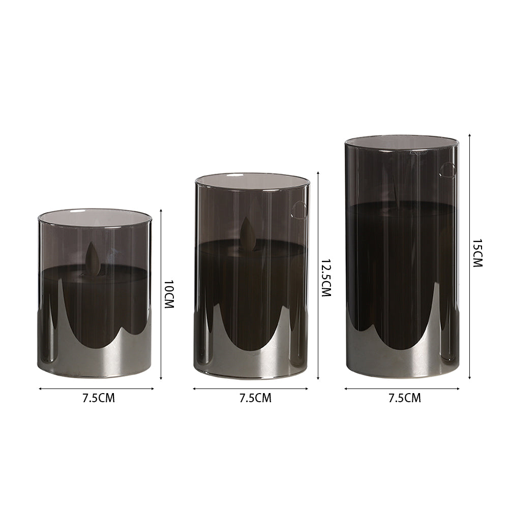 3pcs Remote-controlled Led Flameless Candle Set | Grey