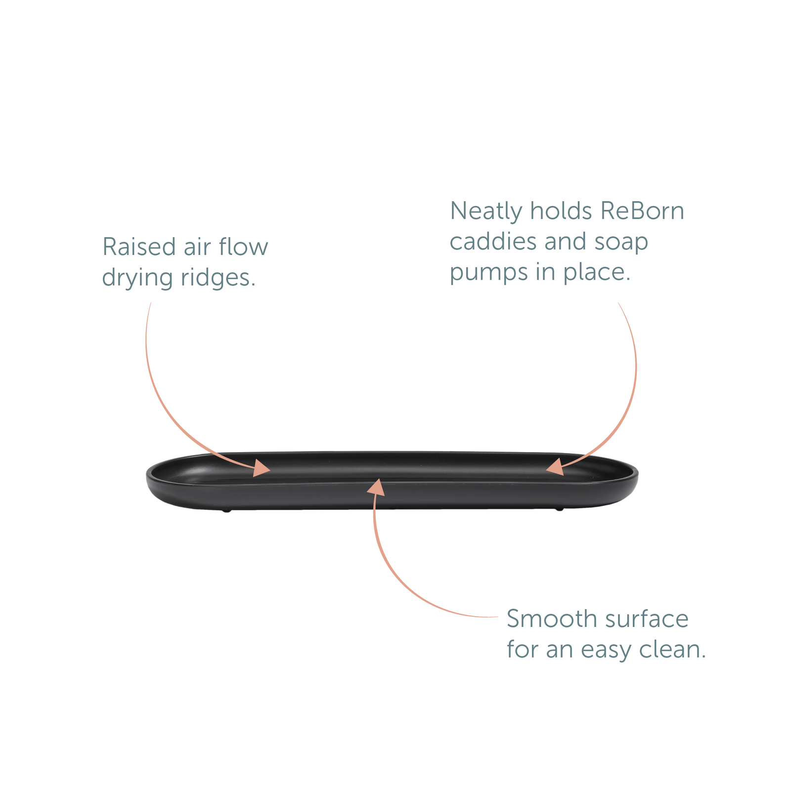 Recycled Bathroom Tray - Replaceable head that is screwed in - Closed fit storage cover - Made in the UK | Graphite Black