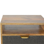 Solid Wood Grey Tweed Bedside With Open Slot