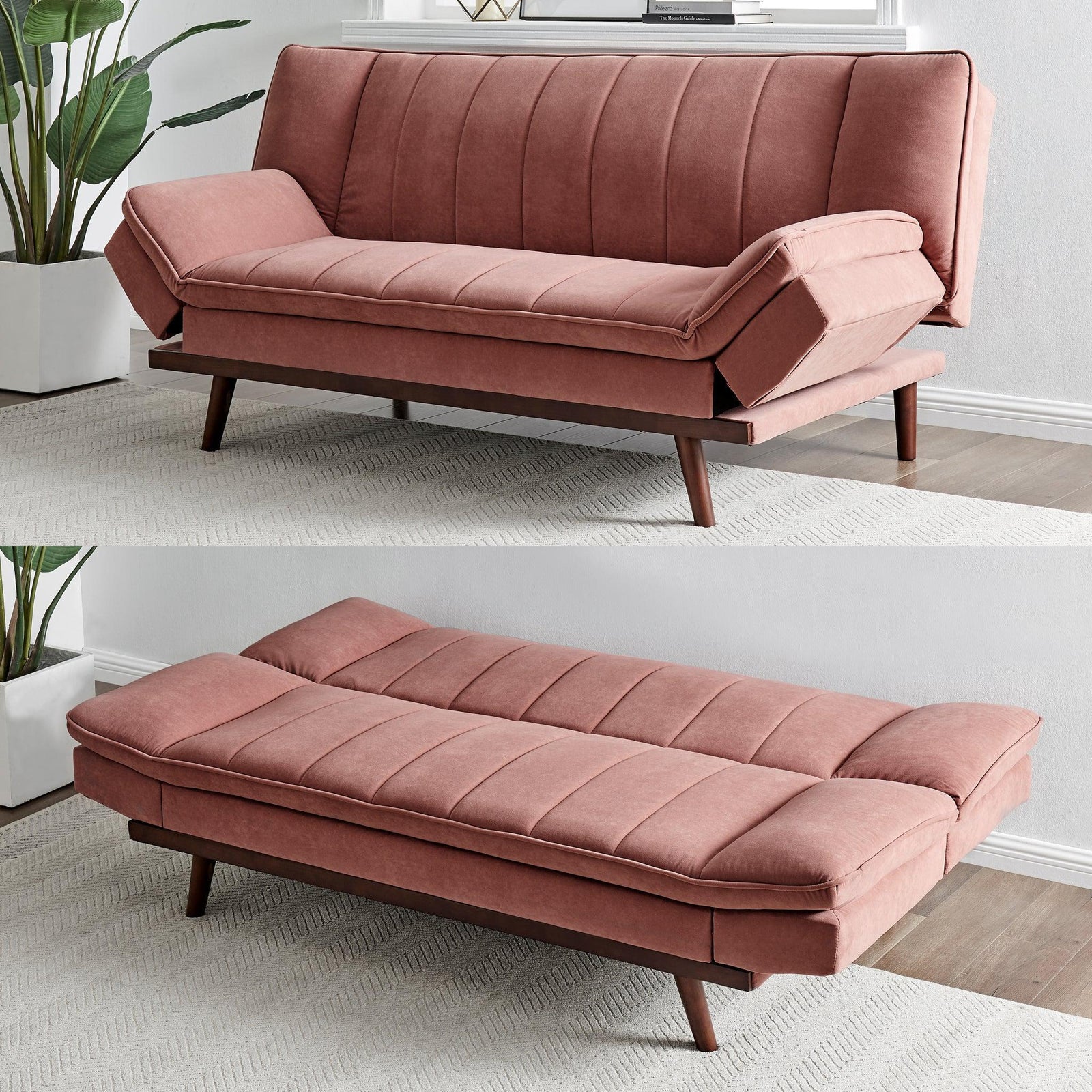 Scandinavian Click Clack Sofa Bed - Double | Rose