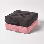 Rajput Ribbed Cotton Floor Cushion | 40cm x 40cm | Pink