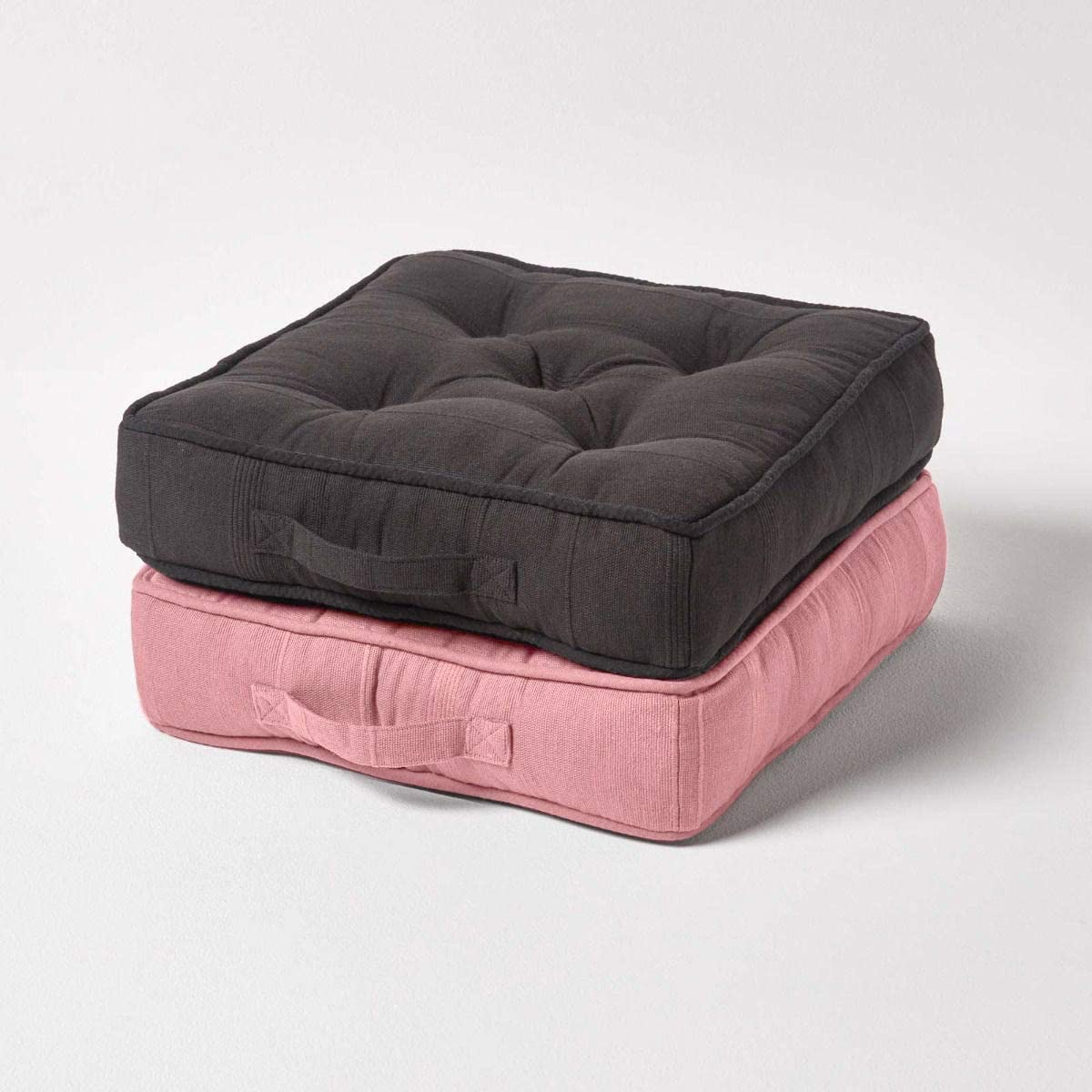 Rajput Ribbed Cotton Floor Cushion | 40cm x 40cm | Pink