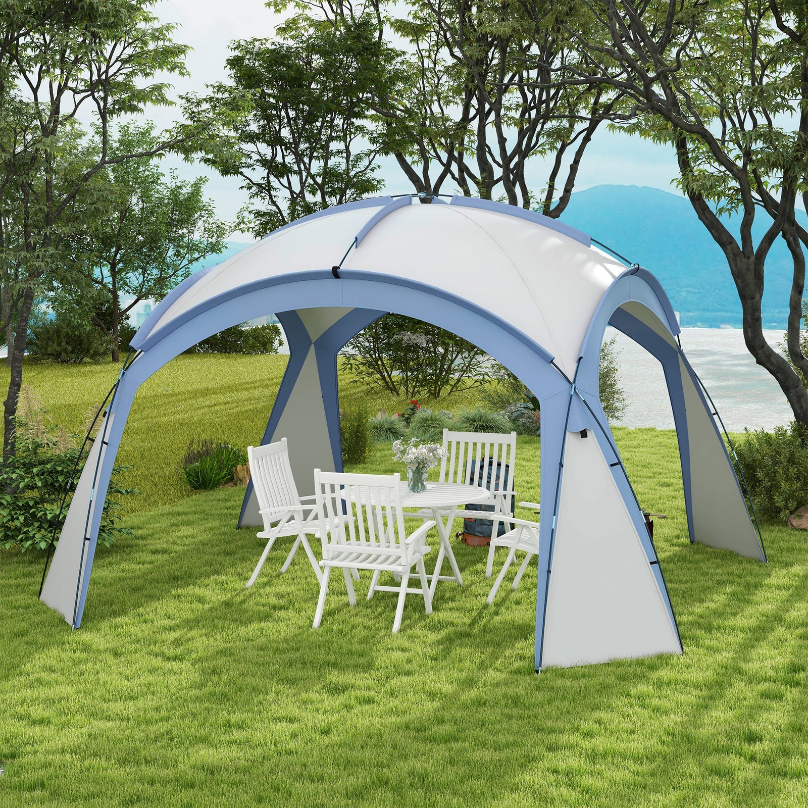 Outdoor Gazebo Event Dome Shelter Party Tent For Garden 3.5 x 3.5m | Light Blue